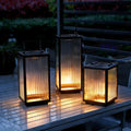 Vertical Striped Iron Solar-Powered Outdoor Light