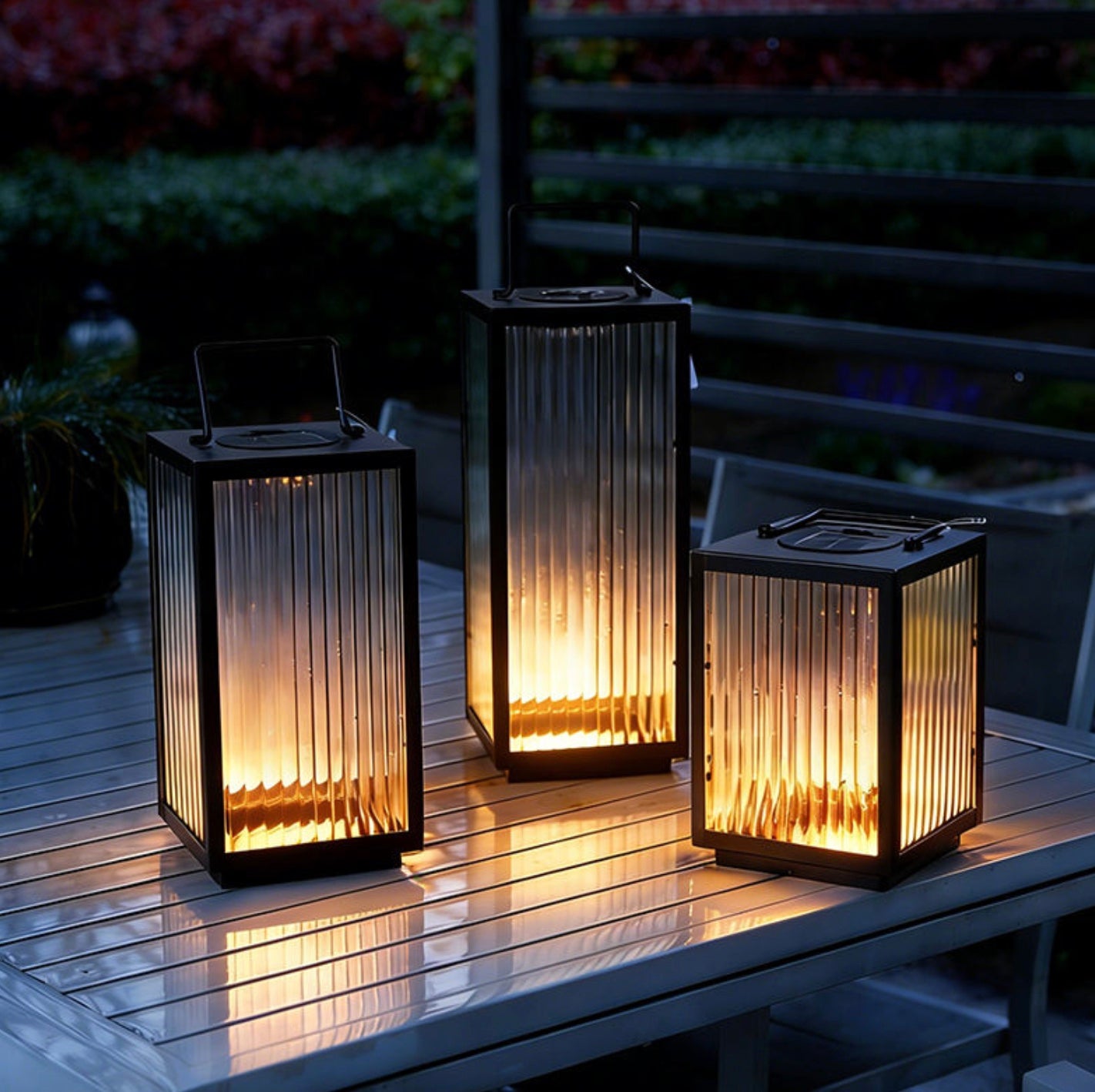 Vertical Striped Iron Solar-Powered Outdoor Light