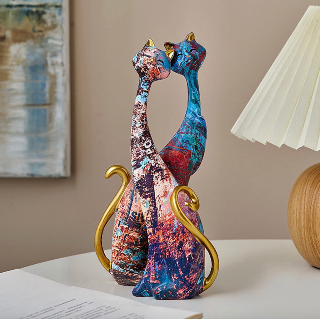 Nordic-Style Abstract Resin Cat Ornament