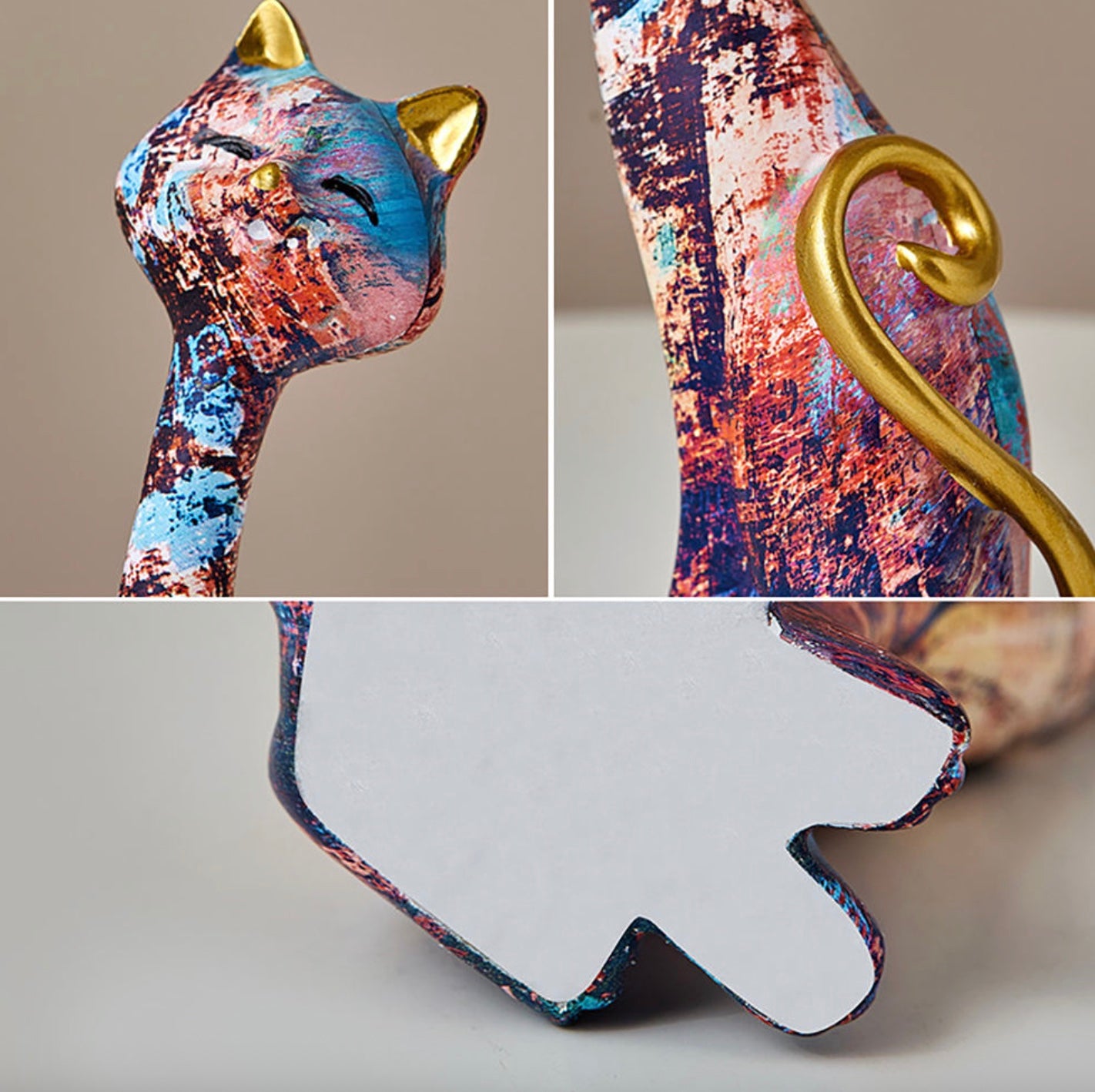 Nordic-Style Abstract Resin Cat Ornament