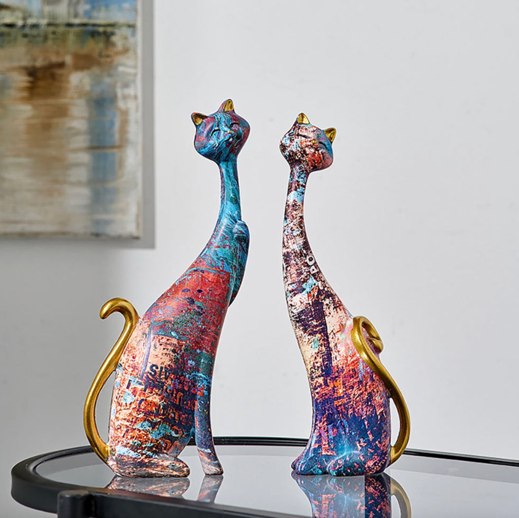 Nordic-Style Abstract Resin Cat Ornament