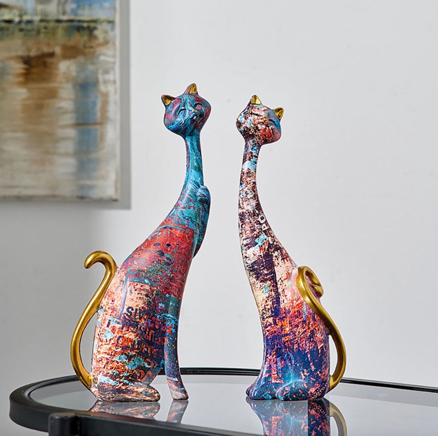 Nordic-Style Abstract Resin Cat Ornament