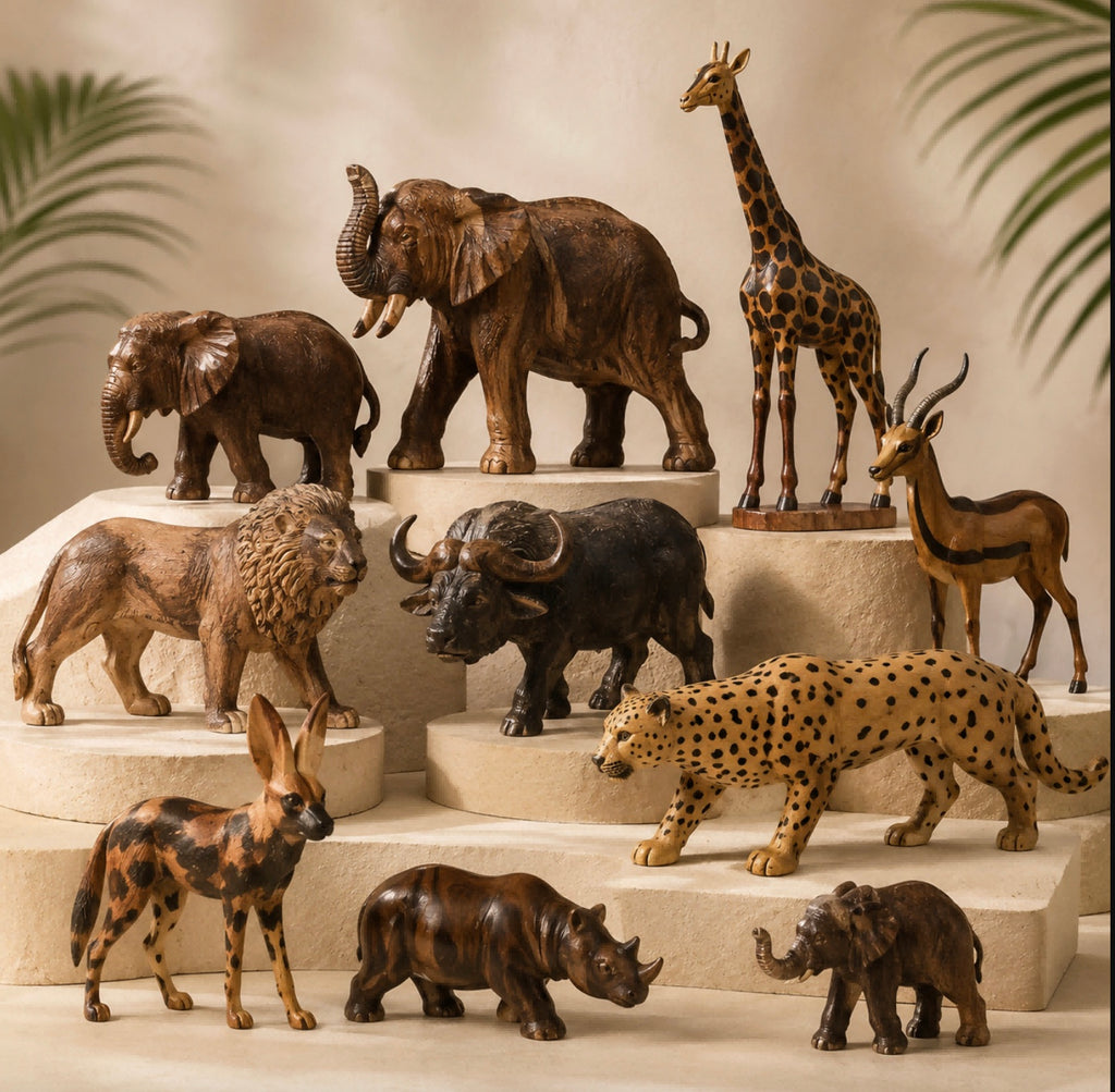 African Wood Carved Art Deco Wall Décor