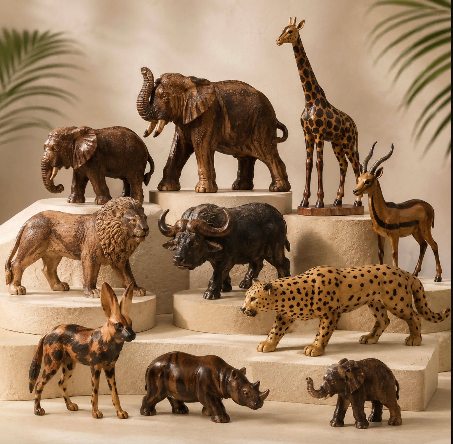 African Wood Carved Art Deco Wall Décor