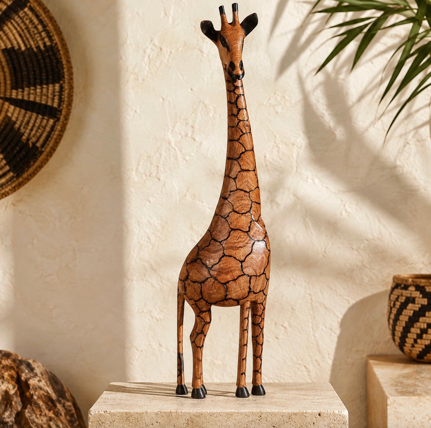 African Wood Carved Art Deco Wall Décor