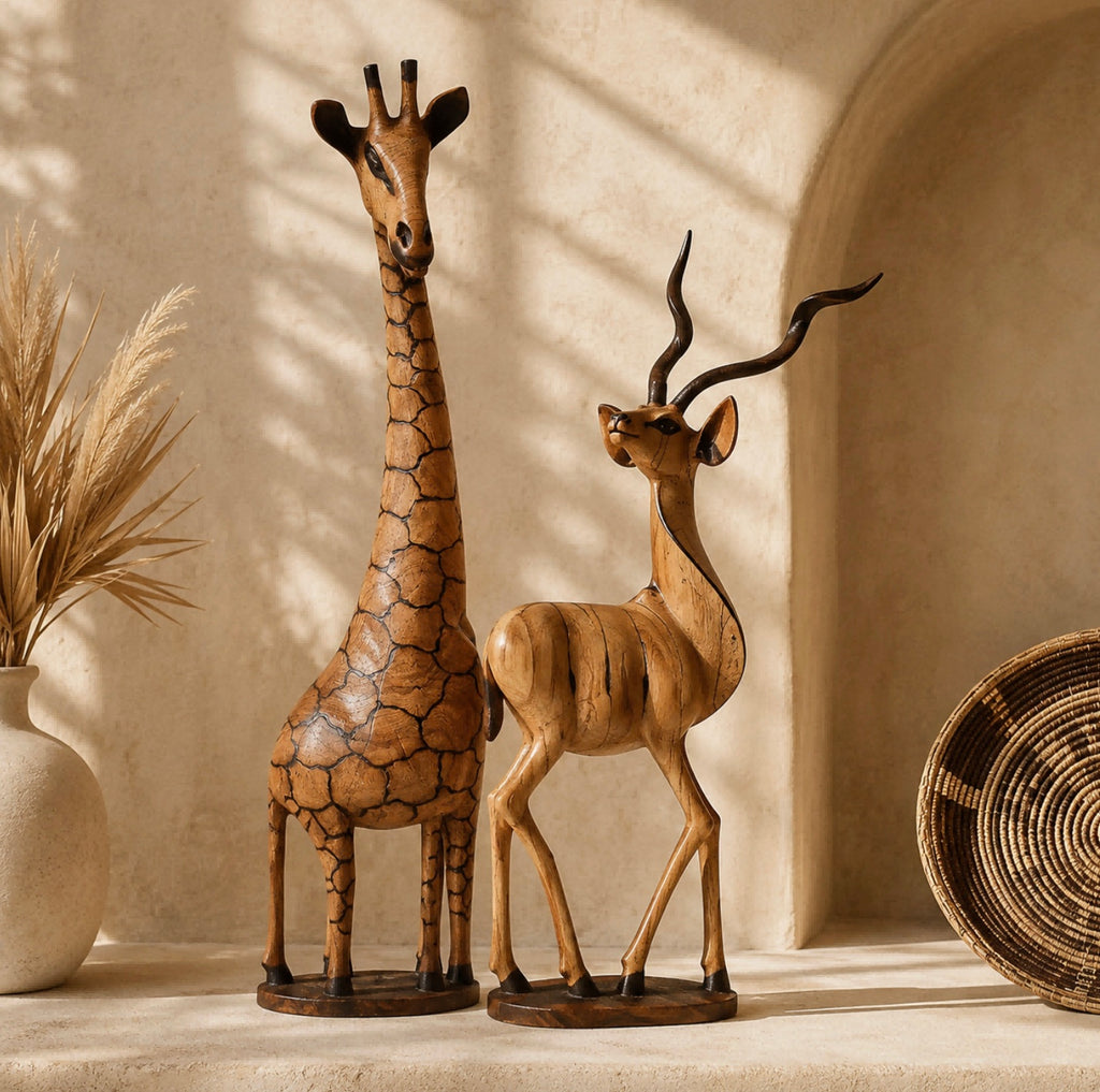 African Wood Carved Art Deco Wall Décor